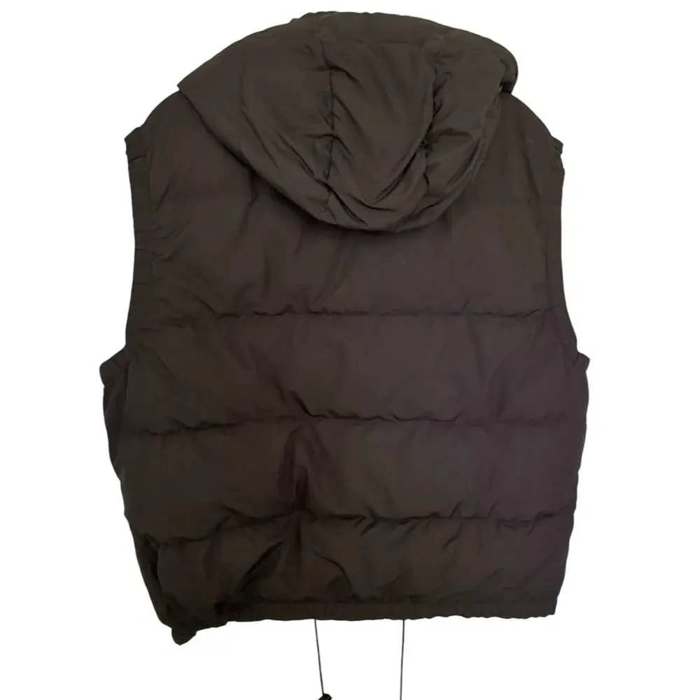POLO Ralph Lauren Down Puffer Vest Black Hooded XL Vintage Tan Pony Logo